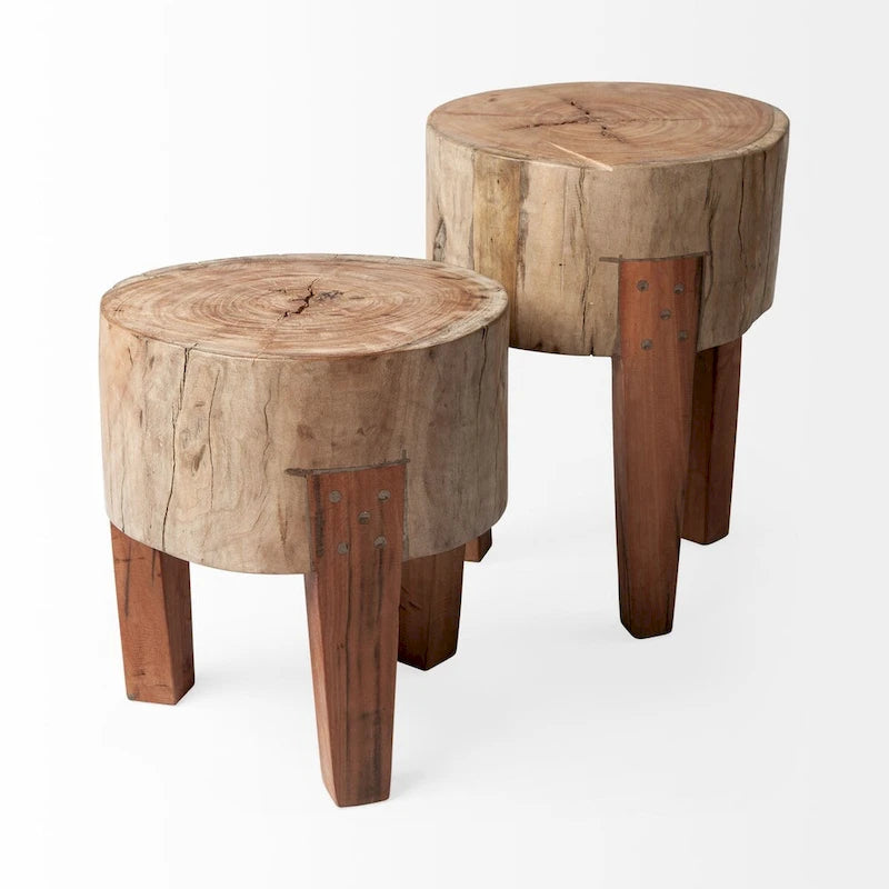 Asco Rustic Solid Reclaimed Wood Stool