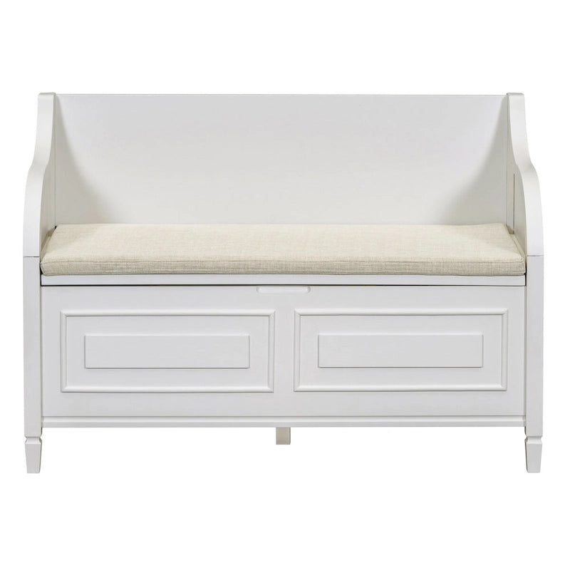Rustic Style Solid wood Entryway Multifunctional Storage Bench with Safety Hinge