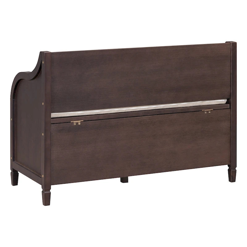Rustic Style Solid wood Entryway Multifunctional Storage Bench with Safety Hinge