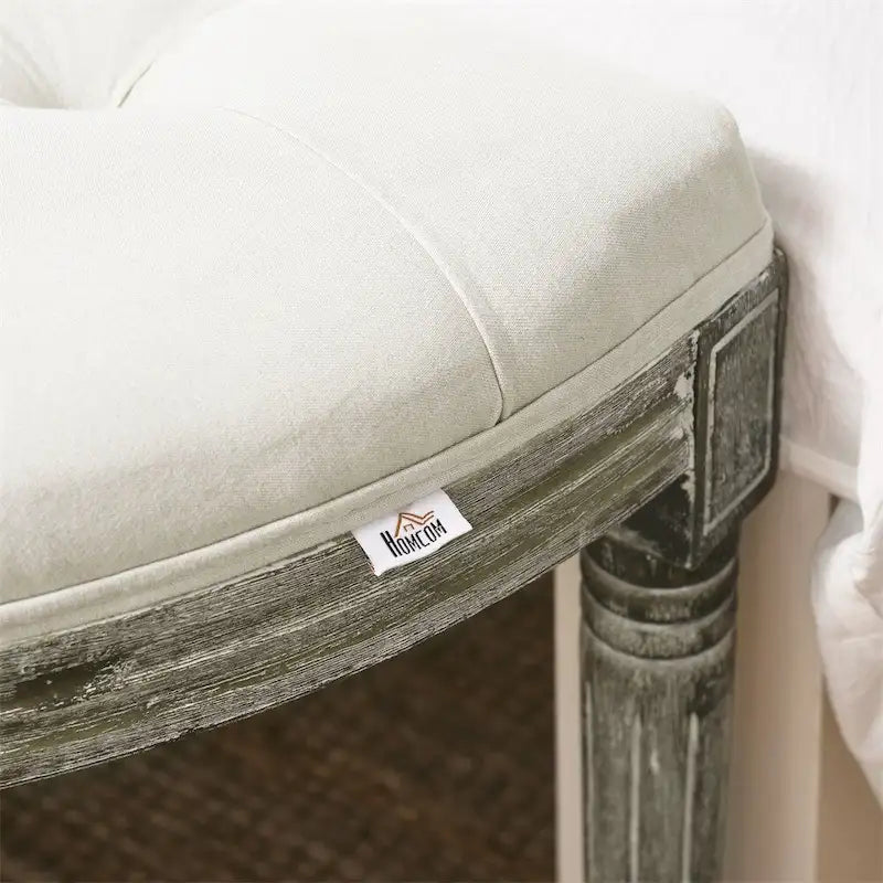 Semi-Circle Tufted Design End of Bed Bench with Rubber Wood Legs