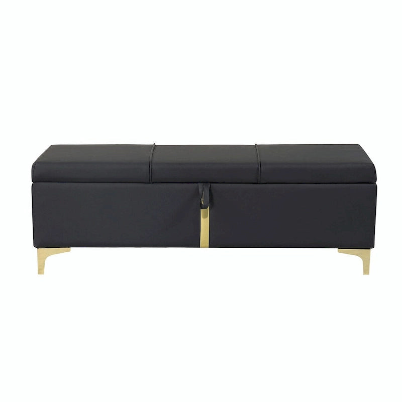 Elegant Upholstered Storage Ottoman with Metal Legs