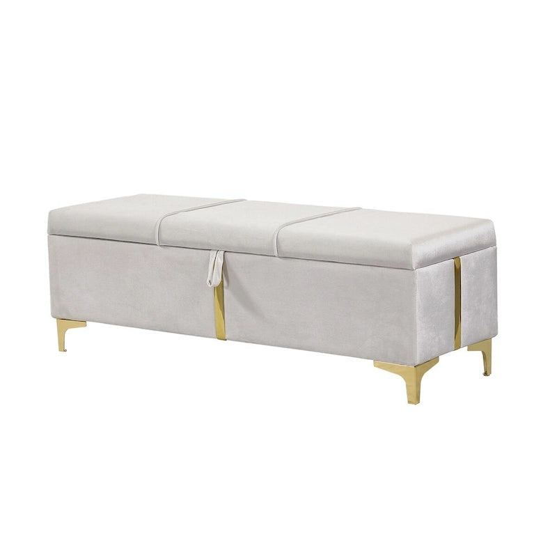 Elegant Upholstered Storage Ottoman with Metal Legs