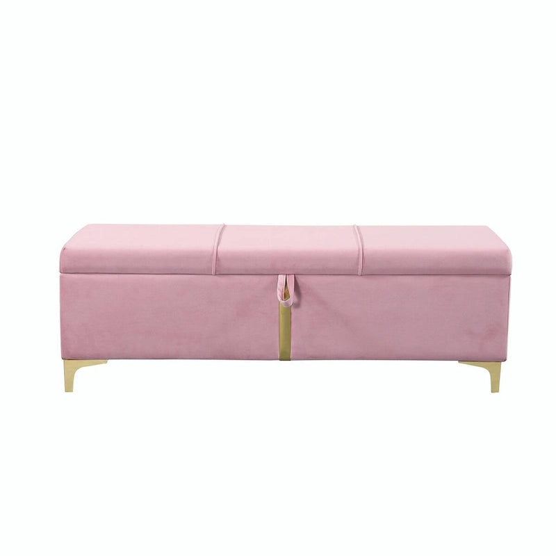Elegant Upholstered Storage Ottoman with Metal Legs