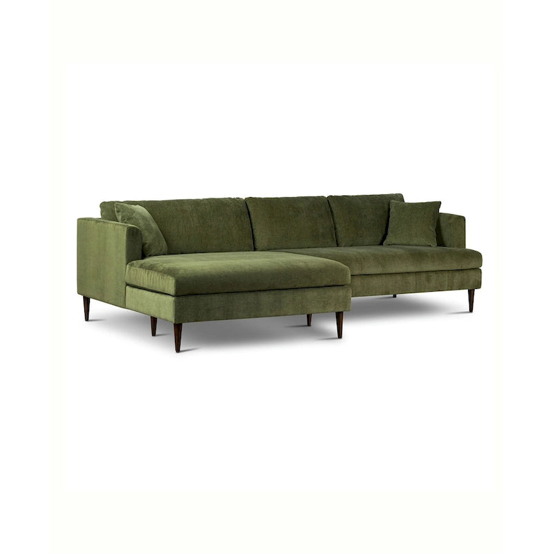 Poly & Bark Lucerne Sectional with Extra-Wide Chaise in Distressed Green Velvet