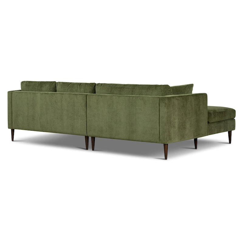 Poly & Bark Lucerne Sectional with Extra-Wide Chaise in Distressed Green Velvet