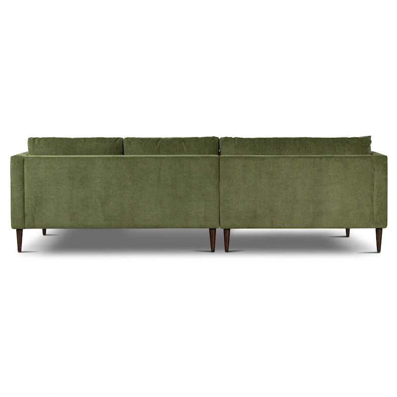 Poly & Bark Lucerne Sectional with Extra-Wide Chaise in Distressed Green Velvet