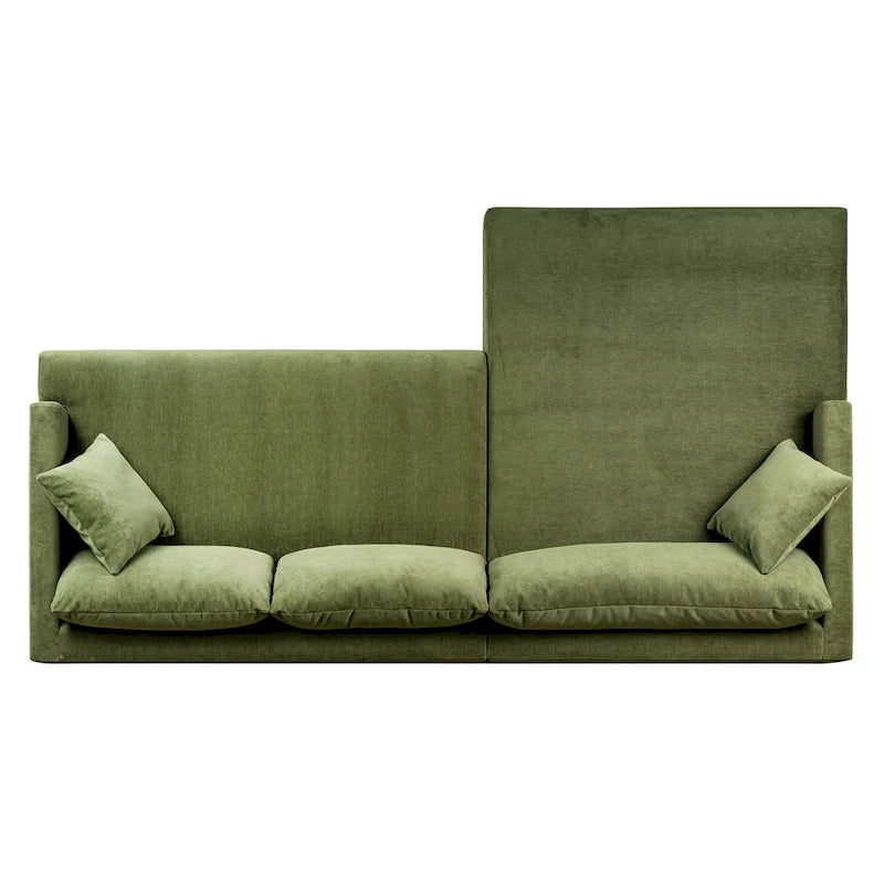 Poly & Bark Lucerne Sectional with Extra-Wide Chaise in Distressed Green Velvet