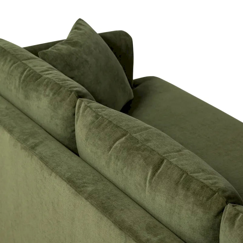 Poly & Bark Lucerne Sectional with Extra-Wide Chaise in Distressed Green Velvet