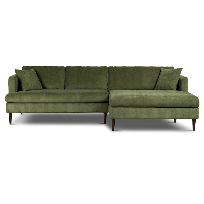 Poly & Bark Lucerne Sectional with Extra-Wide Chaise in Distressed Green Velvet