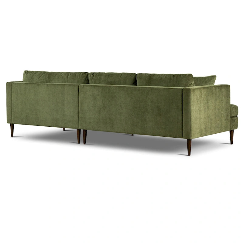 Poly & Bark Lucerne Sectional with Extra-Wide Chaise in Distressed Green Velvet