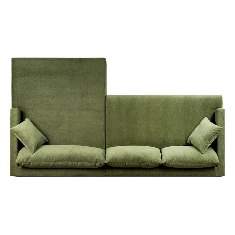 Poly & Bark Lucerne Sectional with Extra-Wide Chaise in Distressed Green Velvet