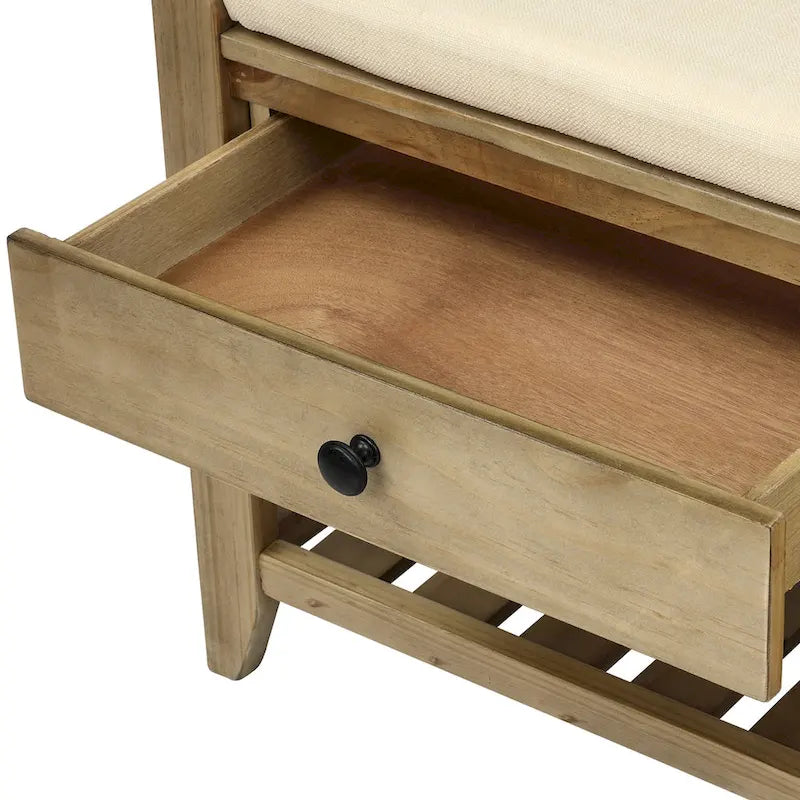 Multipurpose Storage Shoe Bench with Cushioned Seat and Drawers