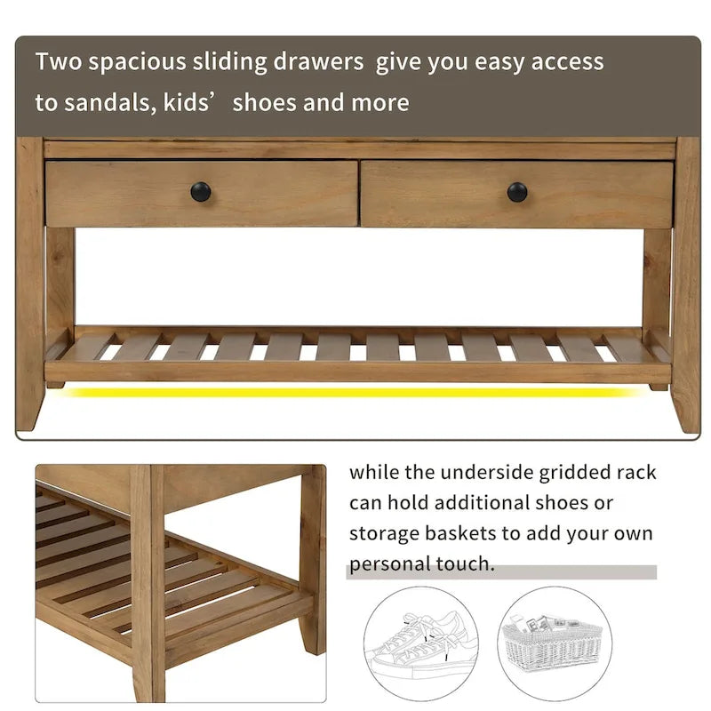 Multipurpose Storage Shoe Bench with Cushioned Seat and Drawers