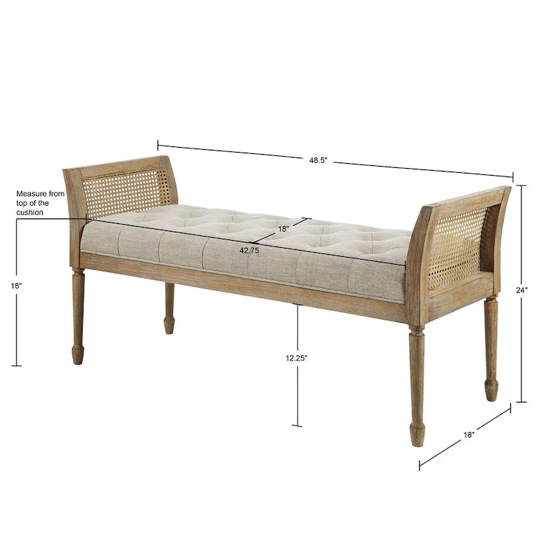 Wood Accent Bench with Cushion