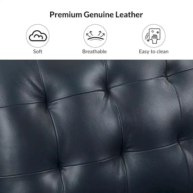 Aurora Genuine Leather Ottoman with Tufted Design by HULALA HOME