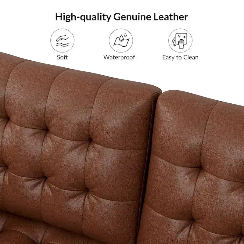 Aurora Genuine Leather Ottoman with Tufted Design by HULALA HOME