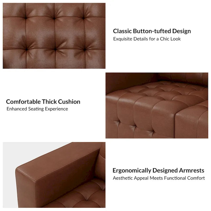 Aurora Genuine Leather Ottoman with Tufted Design by HULALA HOME