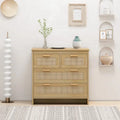 4 Drawers Rattan Cabinet,for Bedroom,Living Room,Dining Room,Hallways,Easy Assembly