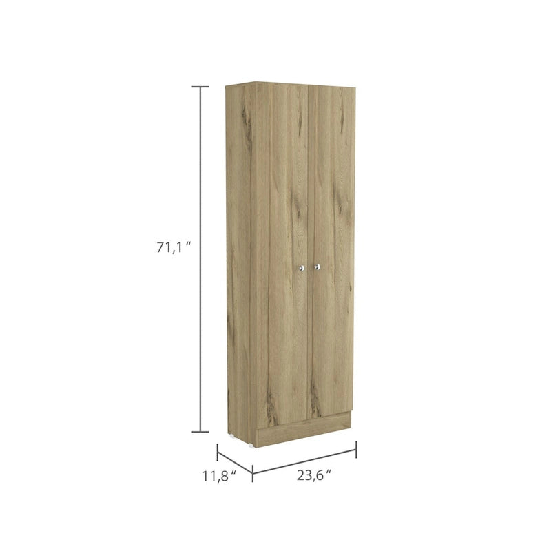 Multistorage Cabinet, Double Door, Five Shelves -Light Oak / Black