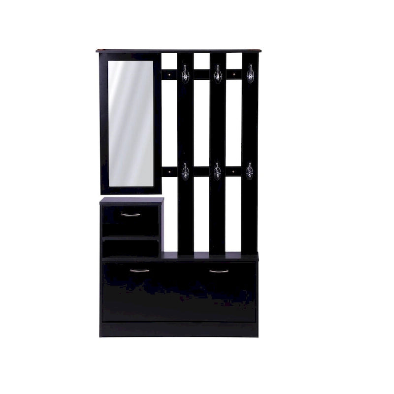 Three In One Combination Model Gate Cabinet with Shoe cabinet+Hang shelf+ Mirror, Black