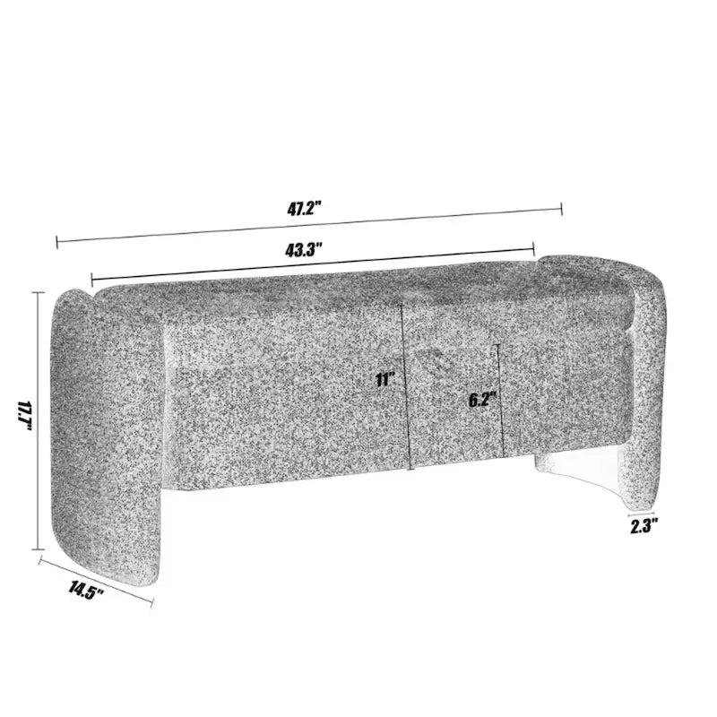 Oval Ottoman Storage Chenille Fabric Bench with Large Storage Space