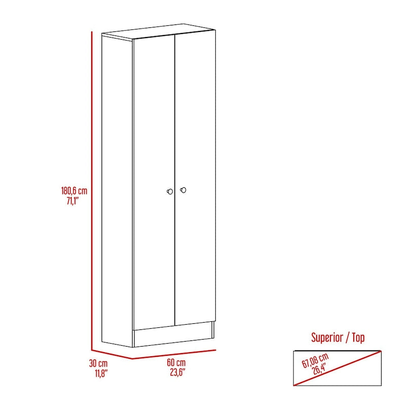 Multistorage Pantry Cabinet, Five Shelves, Double Door Cabinet