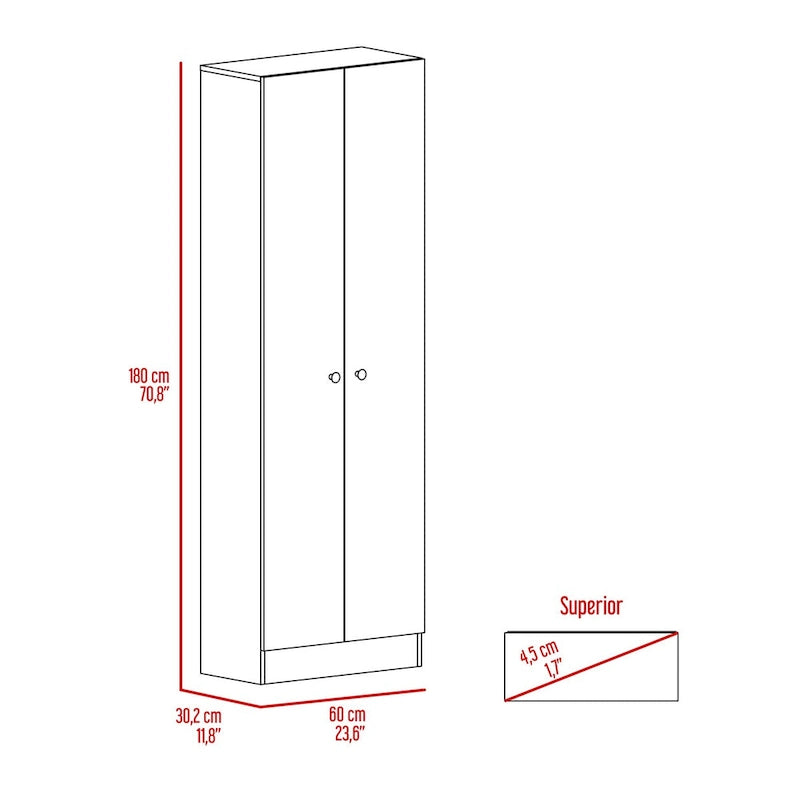 Multistorage Pantry Cabinet, Five Shelves, Double Door Cabinet