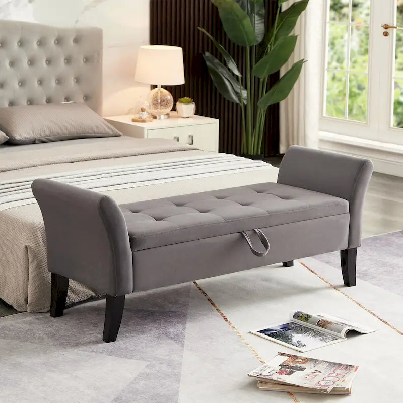 51.5 Bed Bench with Storage Velvet Space-Saving Sofas for Living Room, Apartment and Office