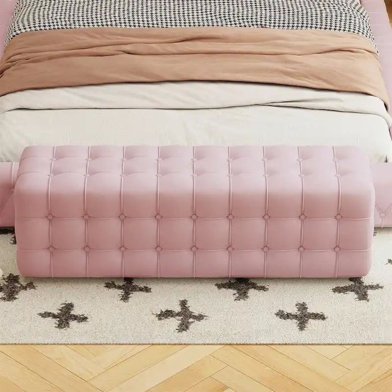 All Covered Velvet Upholstered Ottoman