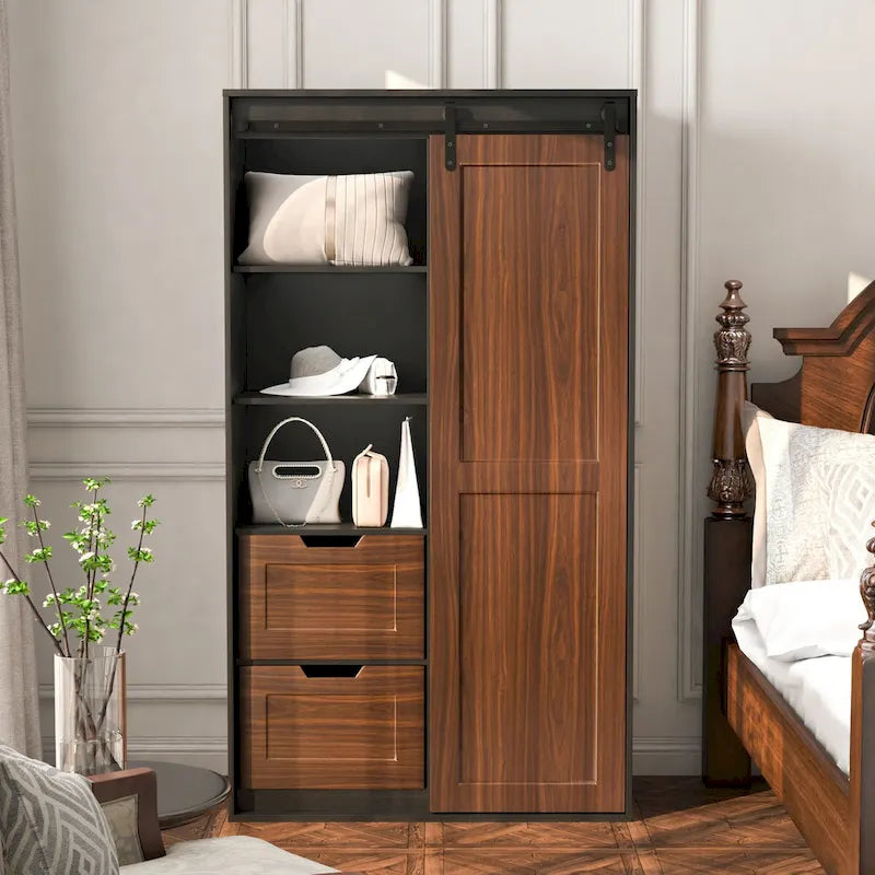 71-inch closets,large closets laundry cabinets,Plastic suction process,farm slide barndoors,save open space,brand hardware