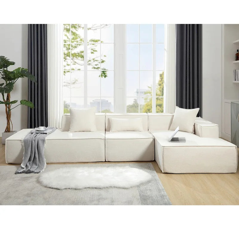 L-Shaped Modular Sofa Set, Modern Minimalist Design, Italian Style,Polyester Fabric