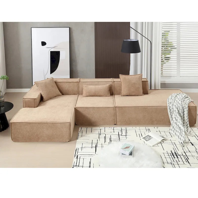 L-Shaped Modular Sofa Set, Modern Minimalist Design, Italian Style,Polyester Fabric