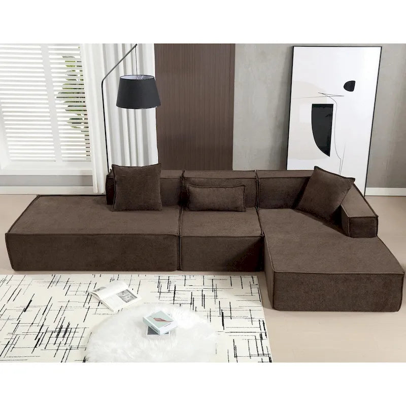 L-Shaped Modular Sofa Set, Modern Minimalist Design, Italian Style,Polyester Fabric