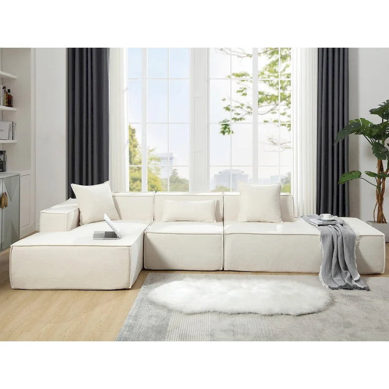 L-Shaped Modular Sofa Set, Modern Minimalist Design, Italian Style,Polyester Fabric
