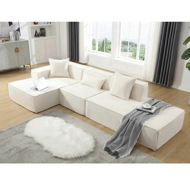 L-Shaped Modular Sofa Set, Modern Minimalist Design, Italian Style,Polyester Fabric