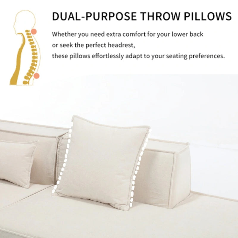 L-Shaped Modular Sofa Set, Modern Minimalist Design, Italian Style,Polyester Fabric