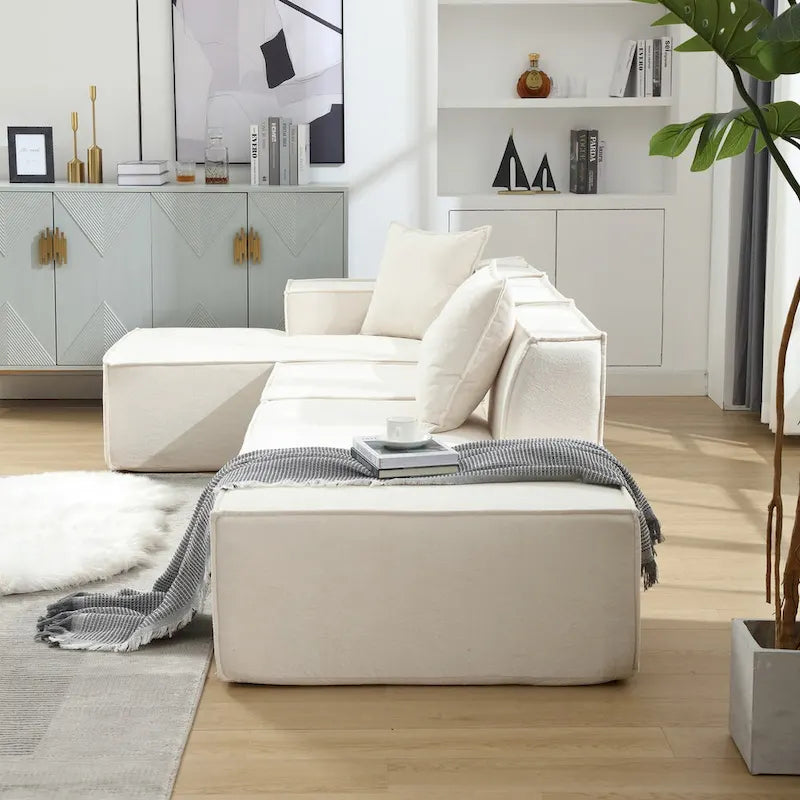 L-Shaped Modular Sofa Set, Modern Minimalist Design, Italian Style,Polyester Fabric