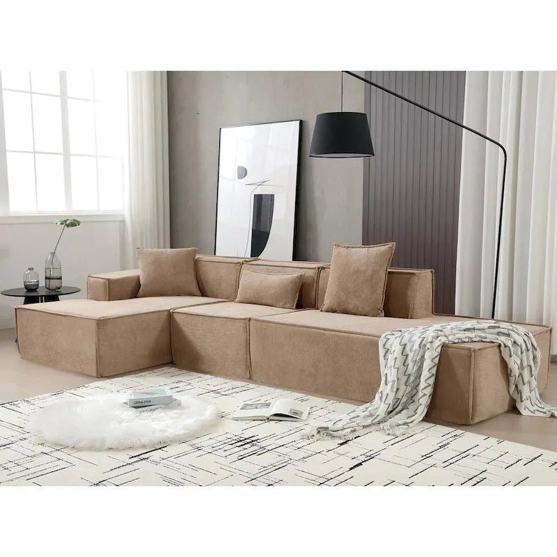 L-Shaped Modular Sofa Set, Modern Minimalist Design, Italian Style,Polyester Fabric