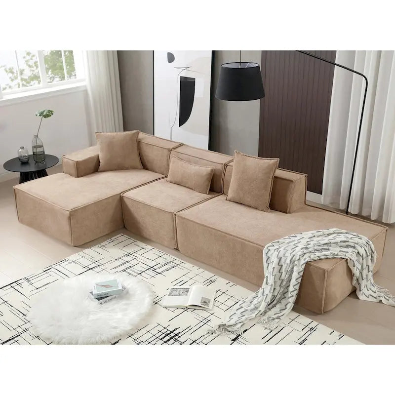 L-Shaped Modular Sofa Set, Modern Minimalist Design, Italian Style,Polyester Fabric