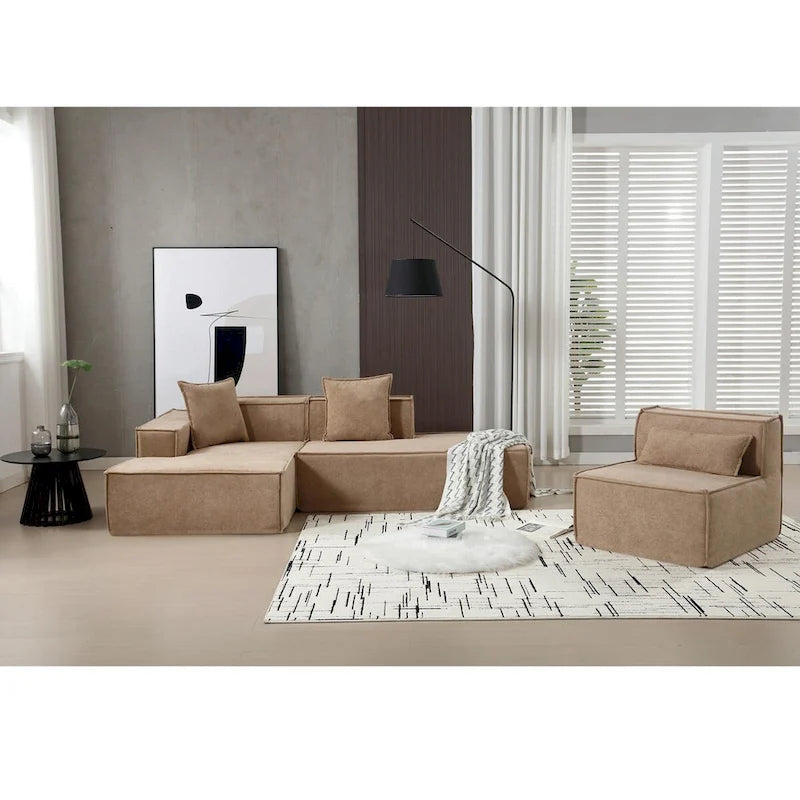 L-Shaped Modular Sofa Set, Modern Minimalist Design, Italian Style,Polyester Fabric