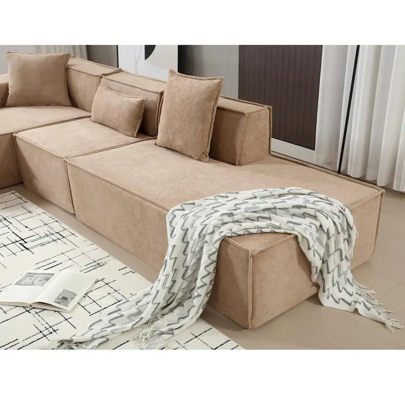 L-Shaped Modular Sofa Set, Modern Minimalist Design, Italian Style,Polyester Fabric