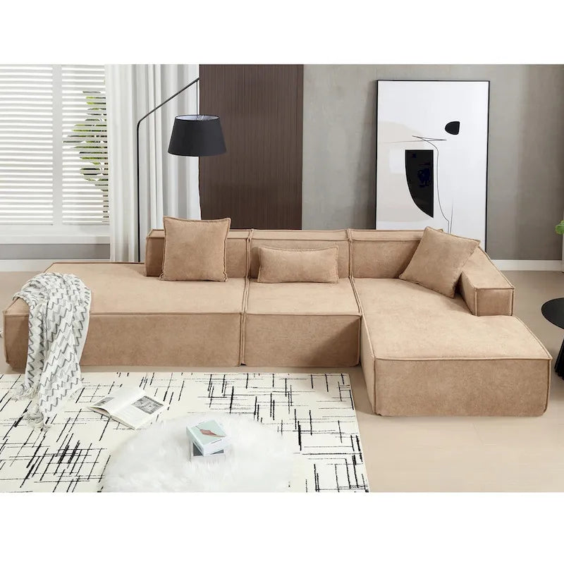 L-Shaped Modular Sofa Set, Modern Minimalist Design, Italian Style,Polyester Fabric