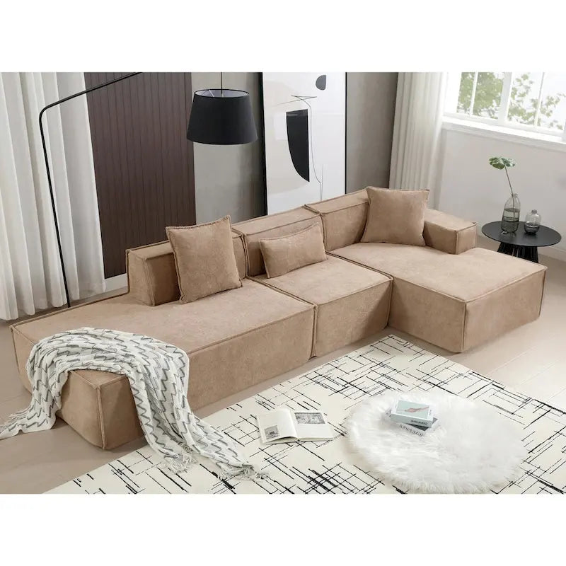 L-Shaped Modular Sofa Set, Modern Minimalist Design, Italian Style,Polyester Fabric