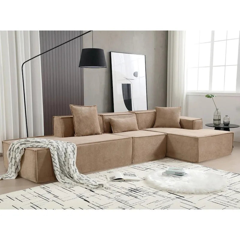 L-Shaped Modular Sofa Set, Modern Minimalist Design, Italian Style,Polyester Fabric