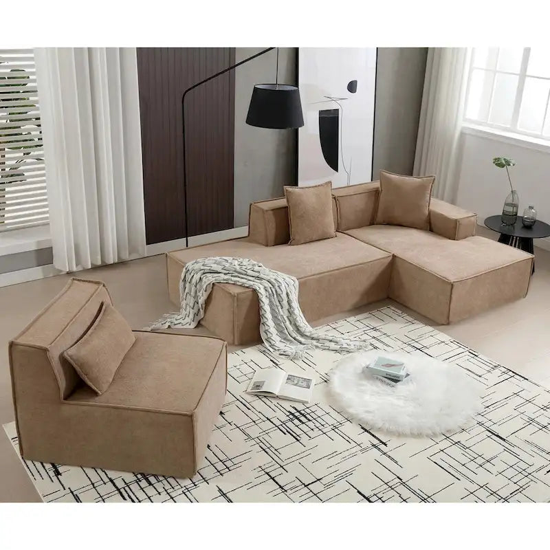 L-Shaped Modular Sofa Set, Modern Minimalist Design, Italian Style,Polyester Fabric