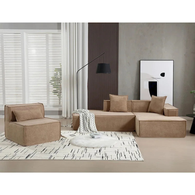 L-Shaped Modular Sofa Set, Modern Minimalist Design, Italian Style,Polyester Fabric
