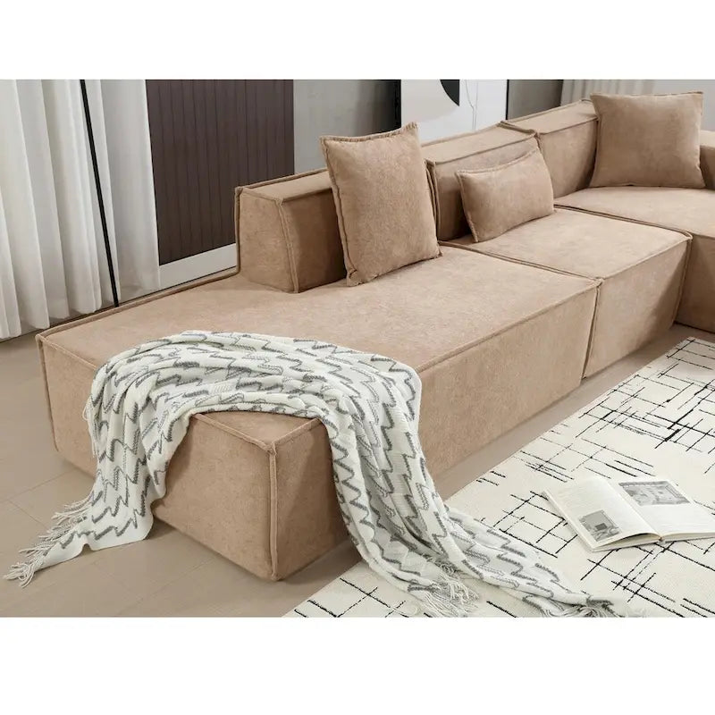 L-Shaped Modular Sofa Set, Modern Minimalist Design, Italian Style,Polyester Fabric