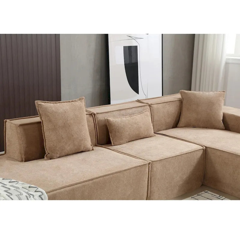 L-Shaped Modular Sofa Set, Modern Minimalist Design, Italian Style,Polyester Fabric