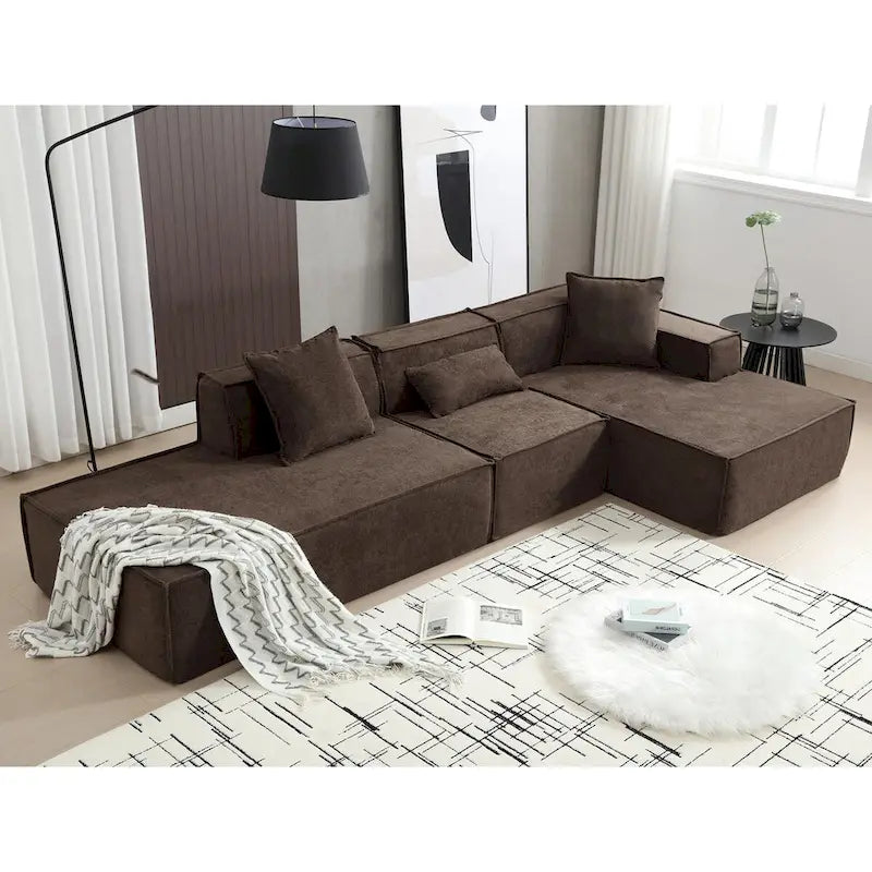 L-Shaped Modular Sofa Set, Modern Minimalist Design, Italian Style,Polyester Fabric