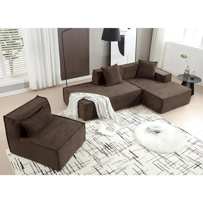 L-Shaped Modular Sofa Set, Modern Minimalist Design, Italian Style,Polyester Fabric